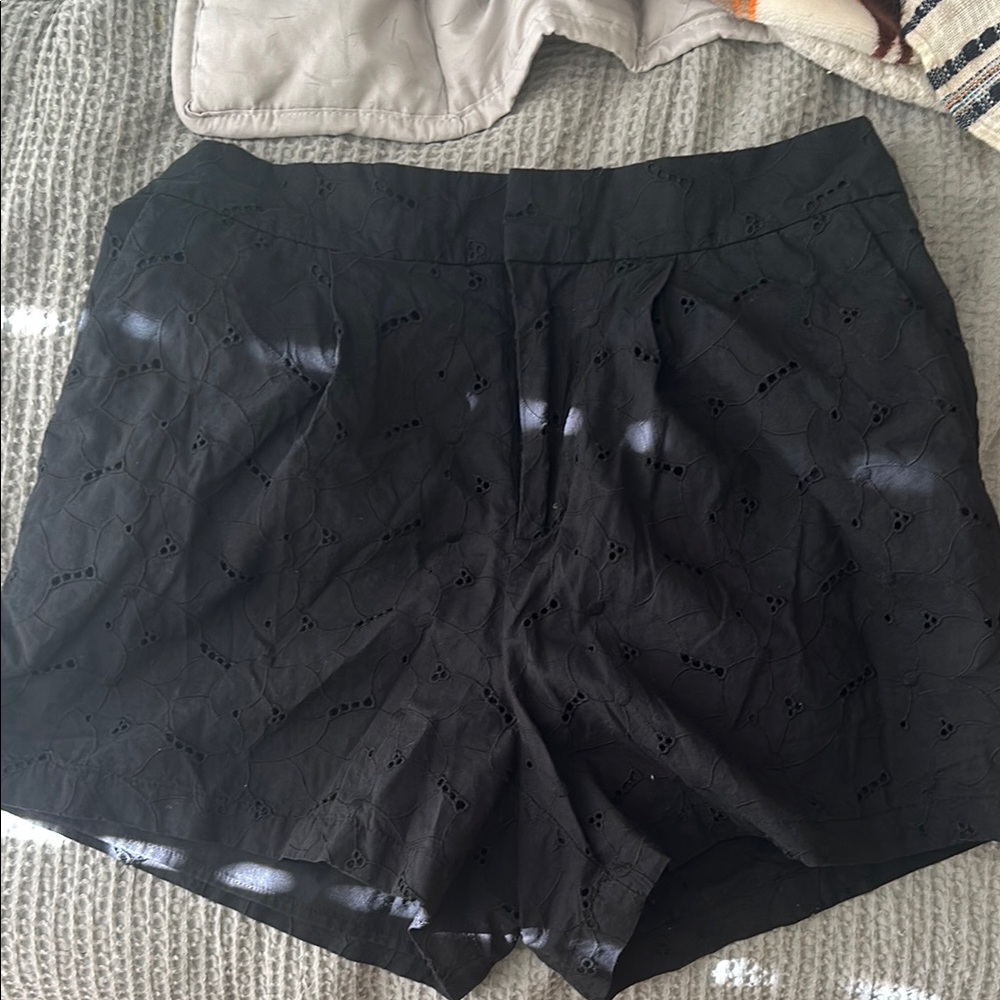 Black Floral Eyelet Women's Shorts